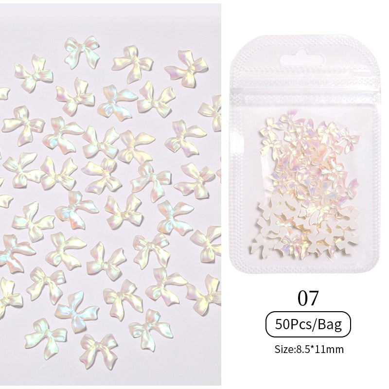 24 Styles 3D Aurora Bear Butterfly Nail Art Accessories Resin Flat Back White