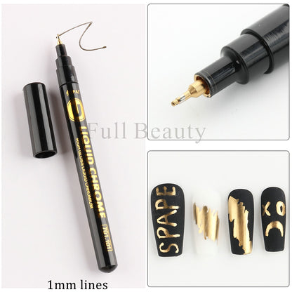 Metallic Gold Nail Polish Waterproof Nail Marker Pen For Design Graffiti Drawing