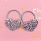 2Pcs/Set Glittering Love Resin Children's Rubber Bands Sweet Hair Accessories