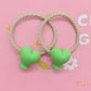 2Pcs/Set Glittering Love Resin Children's Rubber Bands Sweet Hair Accessories