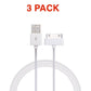 3pcs 30-Pin To USB 3ft Charge Sync Cable Charger for iPad iPod Classic Nano