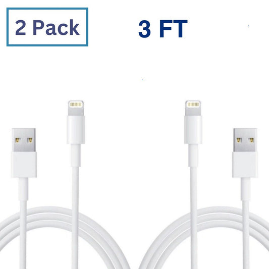 2pack 3FT USB Cable For iPhone 5 6 7 8Plus X XS XR 11 12 13 14 Charger