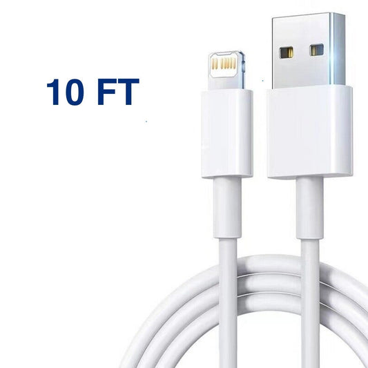 10FT Long USB Data Cable For iPhone 5 6 7 8 Plus X XS XR 11 12 13 14 Charger