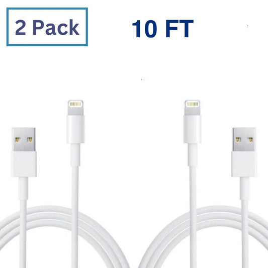 2-PACK Long 10FT Charger Cable Cords for iPhone 5 6 7 8 X XS XR 11 12 13 14