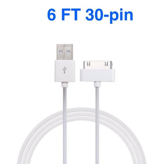 6FT 30pin USB Charger Data Sync Cable Cord For iPhone 3G/4/4S iPad 2 iPod nano