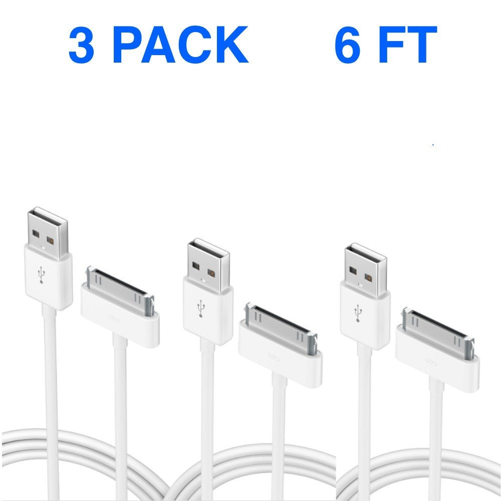 3Pcs Sync Data Charging Charger Cable Cord 6FT for iPhone 4 4S iPod Classic Nano