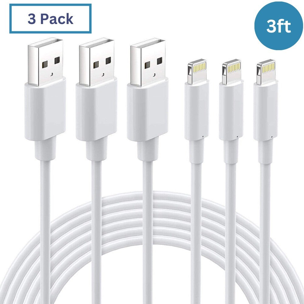 3pack 3FT USB Data Charger Cable Cord For iPhone 5 6 7 8Plus X XS XR 11 12 13 14