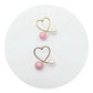 Pink Ball Heart Design Stud Earrings Women Girls Gifts Jewelry Accessories