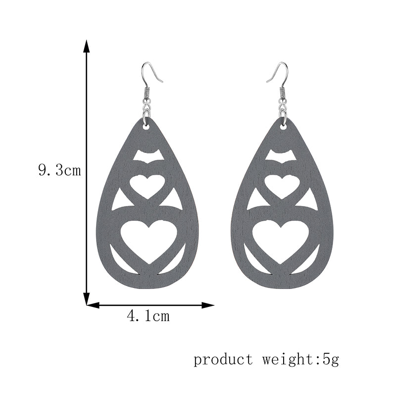 Wooden Grey Dangling Drop Earring Women Girls Gifts Jewelry Accessories