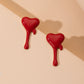Red Drip Heart Stud Earrings Female Girl Fashion Earrings Birthday Holiday Gifts