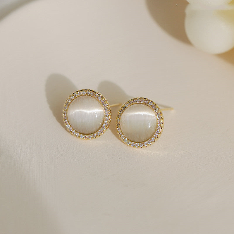 Rhinestone Faux Opal Stud Earrings Accessories Gift Women Girl Fashionable