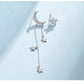 Asymmetrical Star Moon Tassel Sterling Silver Stud Girl