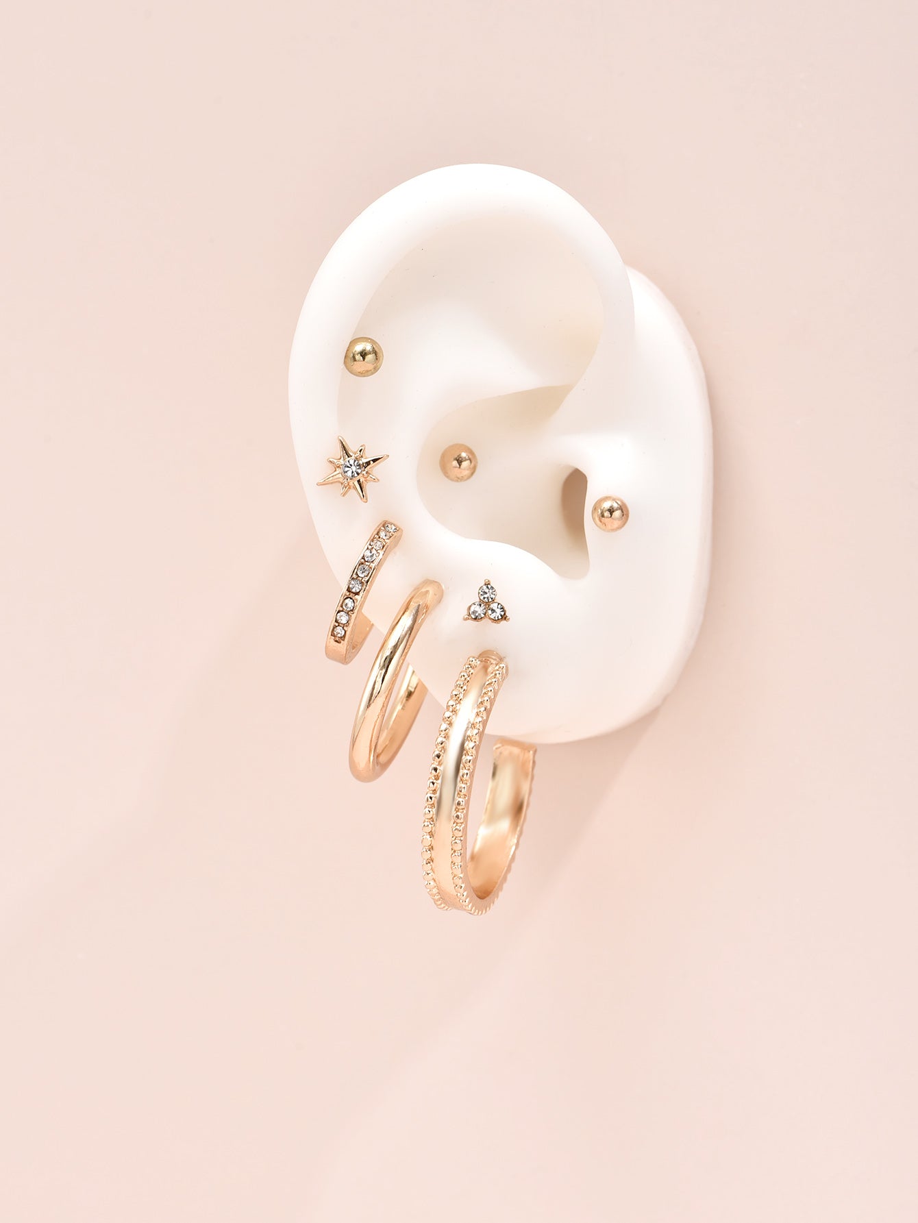 8pc Set Stud and Hoop Piercing Earrings Women Jewelry Gift for Her Accessories