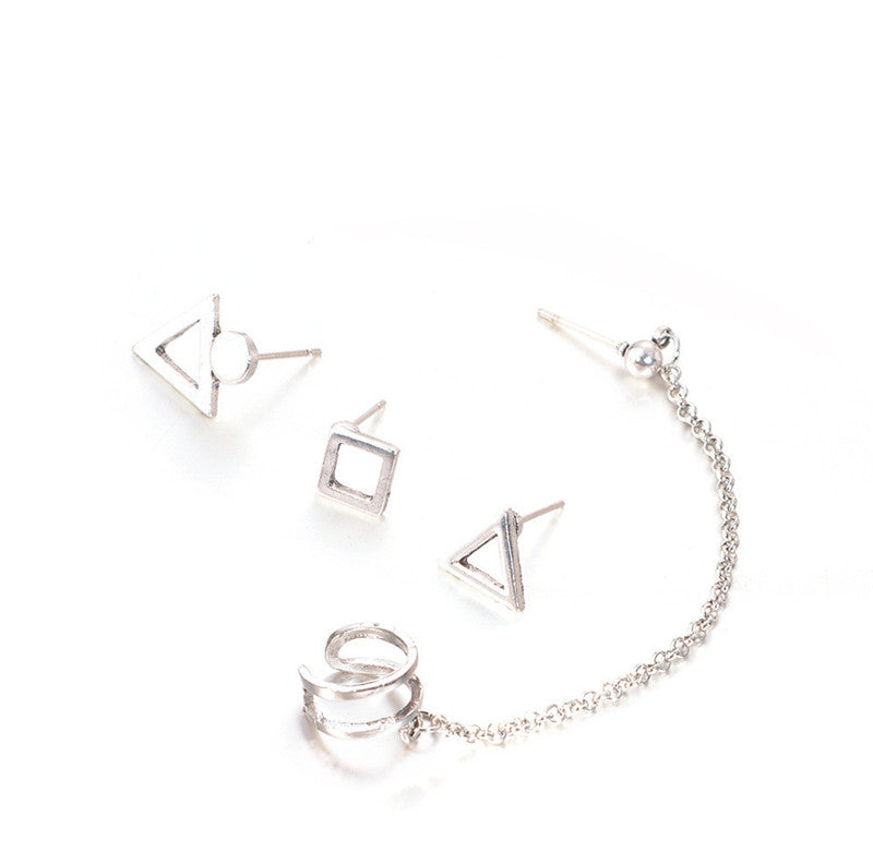 4pc Set Geometric Ear Cuff Stud Earrings for Women Girls Fashion Earrings
