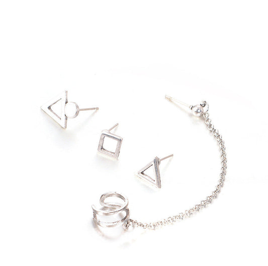 4pc Set Geometric Ear Cuff Stud Earrings for Women Girls Fashion Earrings
