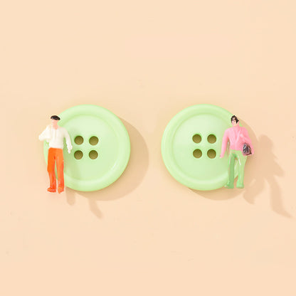 Green Button Stud Earrings Female Girl Fashion Earrings Birthday Holiday Gifts