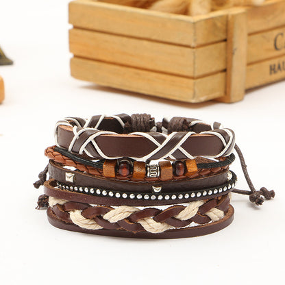 First Layer Cowhide Braided Bracelet Exotic Handmade Woven Multi-layer