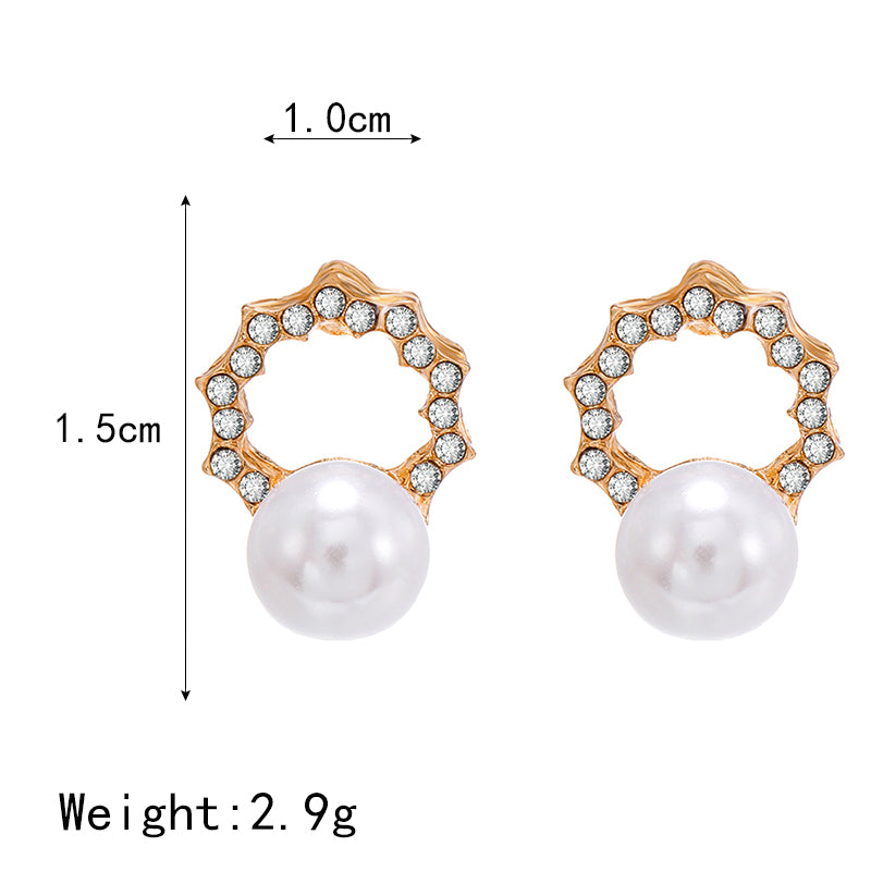 Wreath Pearl Stud Earrings Women Jewelry Mom Gift Everyday Wear Earrings