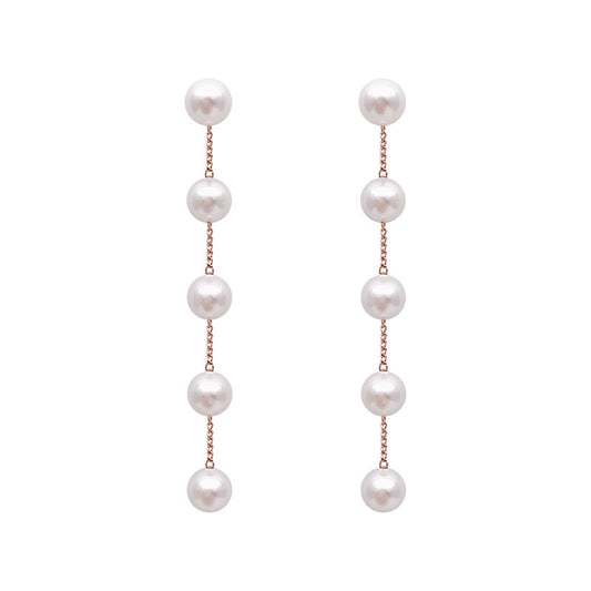 Women Long Earrings Fairy Simulated Pearl Drop Earring White Round Wedding Jewelry