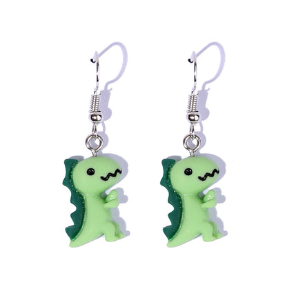 Green Cartoon Dinosaur Dangle Earrings Cute Summer Earring Jewelry Gift for Her