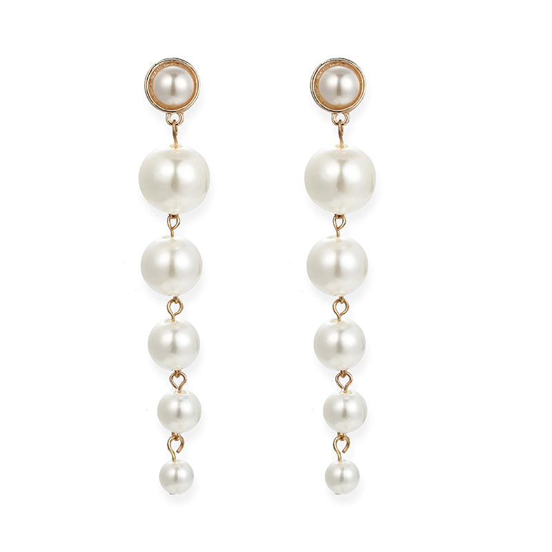 Layered Imitation Pearl Dangle Fashion Drop Earrings Women Girls Ear Studs