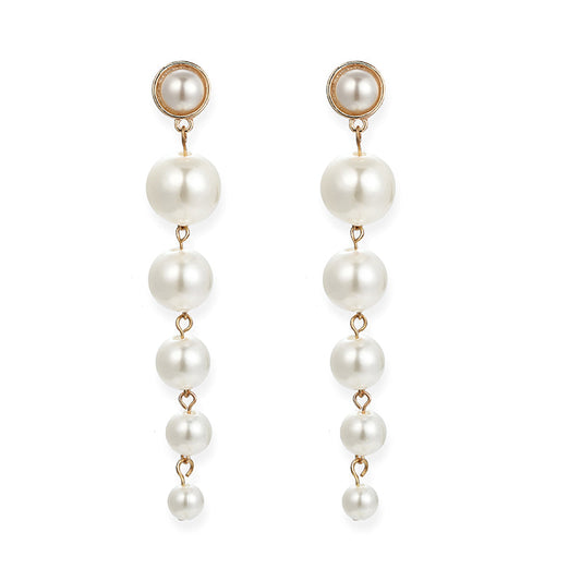 Layered Imitation Pearl Dangle Fashion Drop Earrings Women Girls Ear Studs
