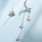 Asymmetrical Star Moon Tassel Sterling Silver Stud Girl