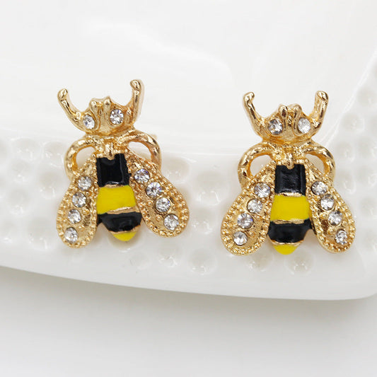 Yellow Black Bee Jewelry Stud Earrings Modern Fashion Women Earrings Piercing