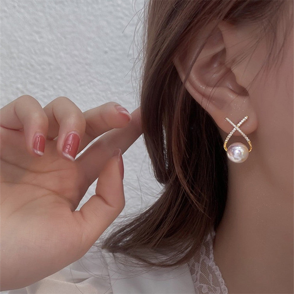 Pearl Loop Jewelry Stud Earrings Modern Fashion Women Earrings Piercing Studs