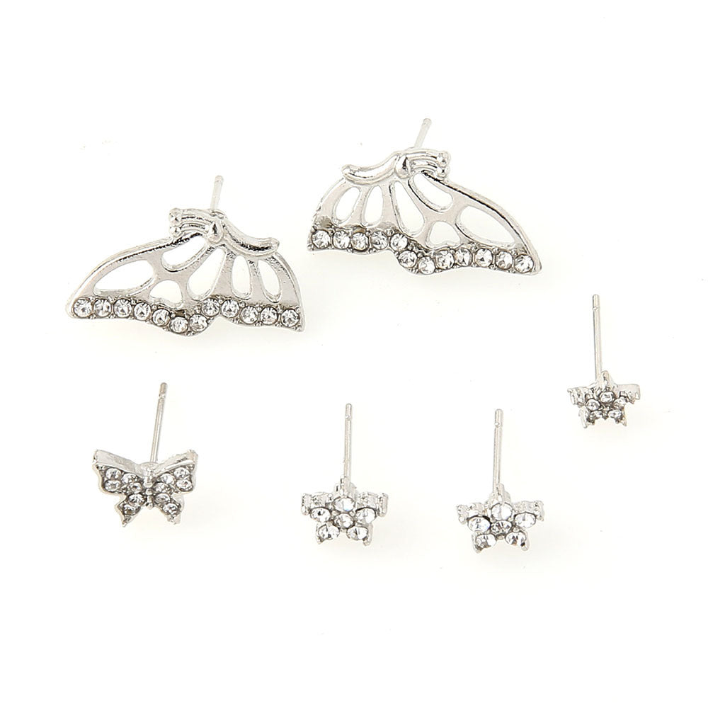 6pcs Set Butterfly Wings Flowers Stud Earrings Women Jewelry Mom Gift Everyday