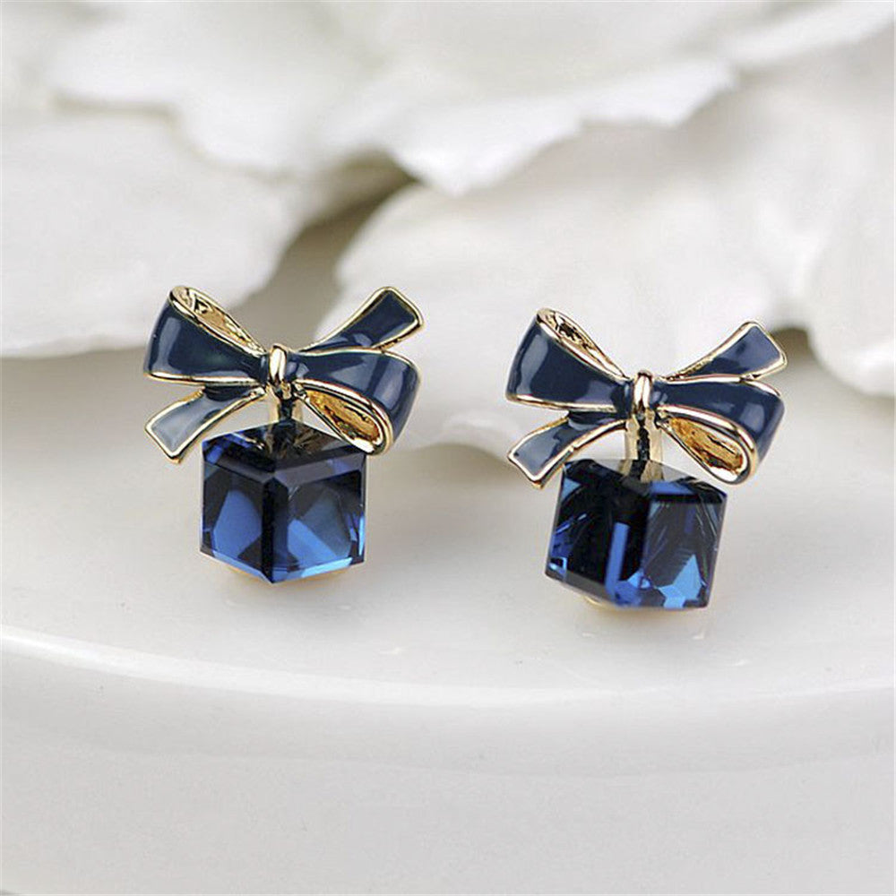 Bow Cubic Crystal Earrings Rhinestone Stud Earring Women Party Girls Modern Jewelry Accessory