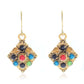 Multicolor Pattern Square Drop Ear Dangle Fashion Earrings for Women Party Jewelry Gift