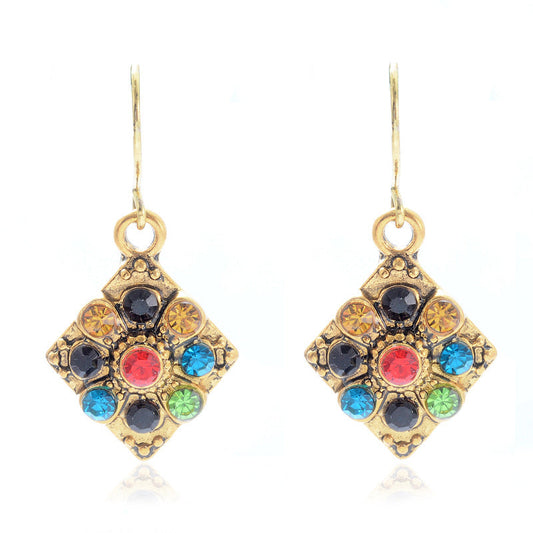 Multicolor Pattern Square Drop Ear Dangle Fashion Earrings for Women Party Jewelry Gift