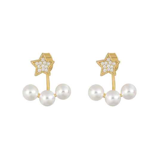 Pearls and Star Stud Earrings for Girls Women Stud Jewelry Gift Accessories