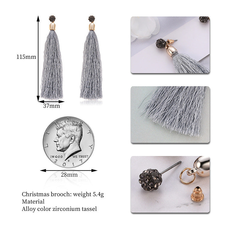 Long Tassel Detail Dangle Fashion Earrings for Women Stylish Party Jewelry Gift