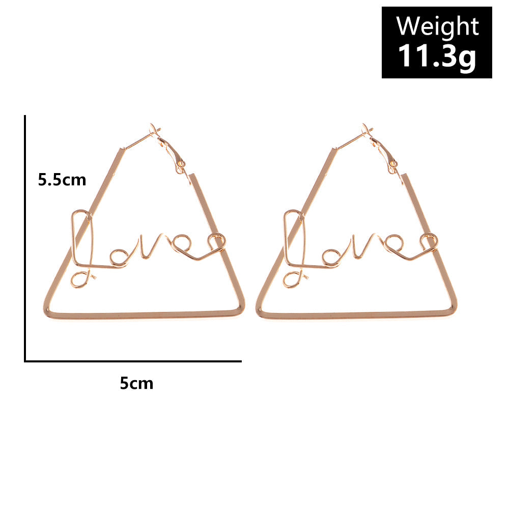 Love Letter Geometric Drop Earring Women Jewelry Mom Gift Everyday Wear Earrings