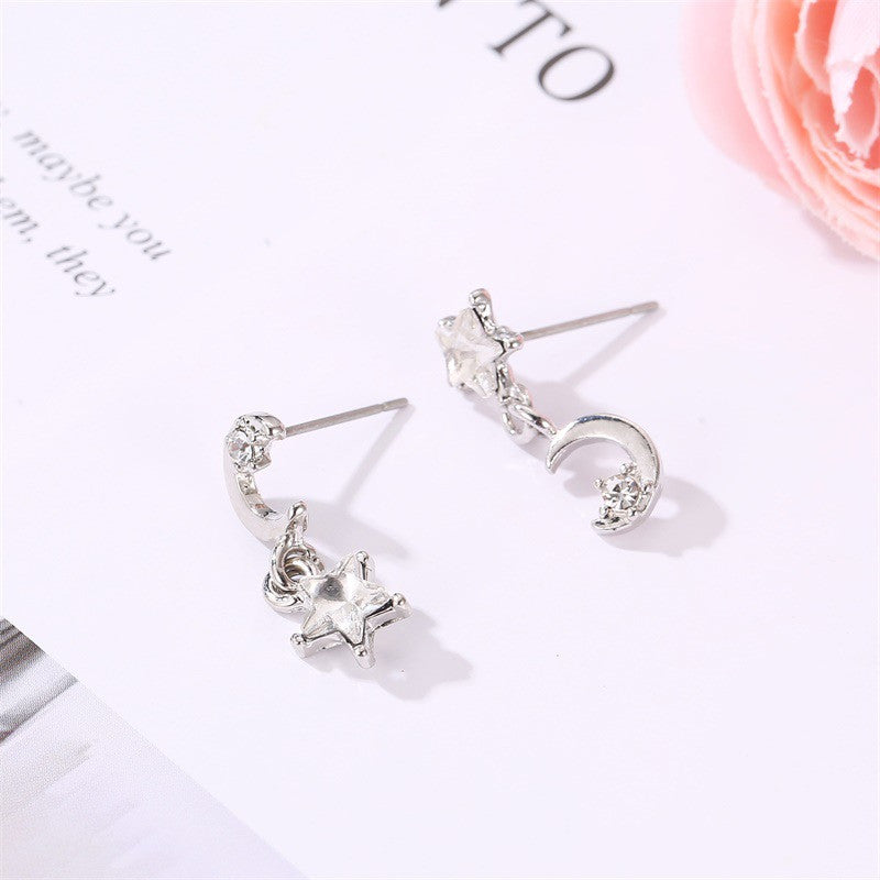 Moon Star Pendant Drop Earrings Women Jewelry Mom Gift Everyday Wear Earrings