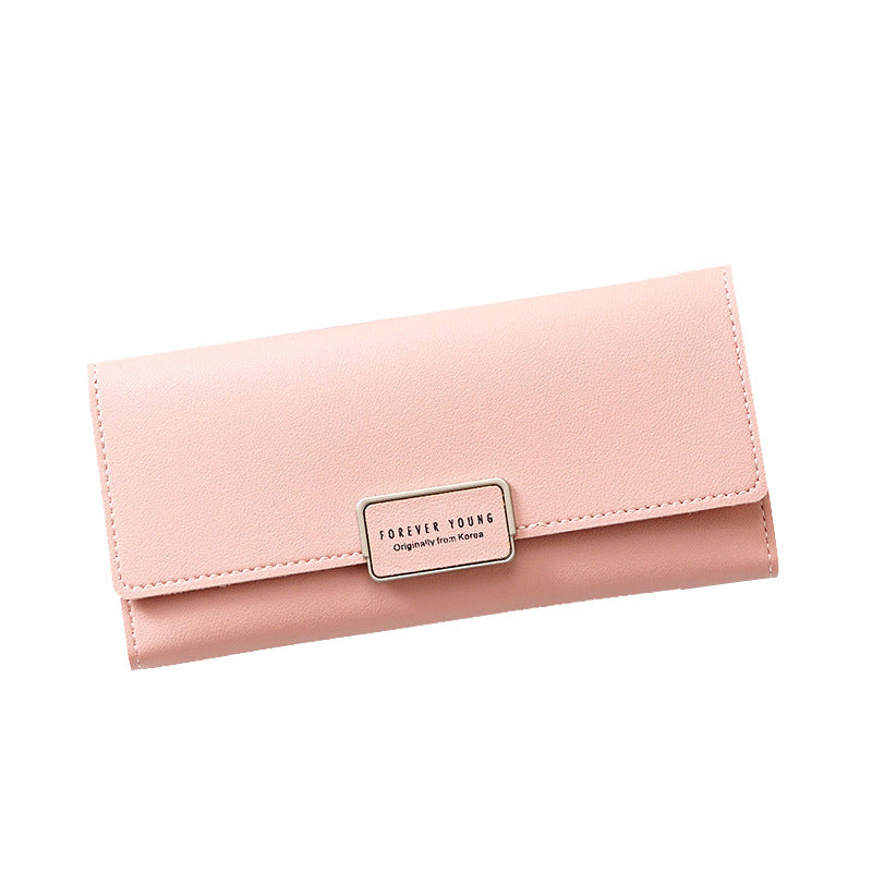 Women's wallet Korean version of the three fold long buckle clasp bag multi-card position pu leather wallet factory direct one generation