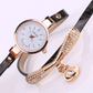 Thin belt fashion ladies watch Casual three-ring winding bracelet watch Women's fashion quartz watch