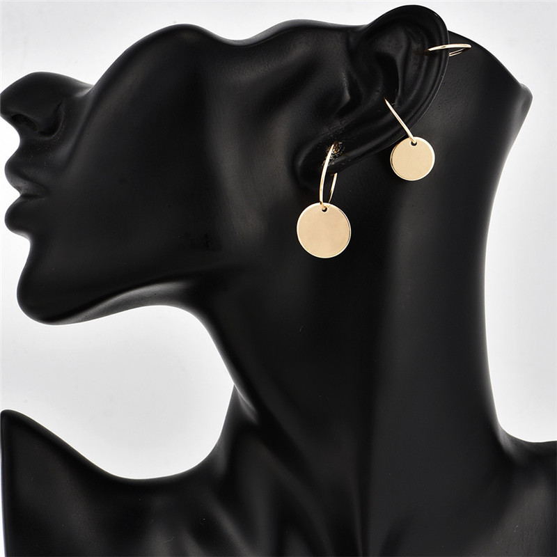 3Pairs Disc Pattern Drop Ear Dangle Fashion Earrings for Women Party Jewelry