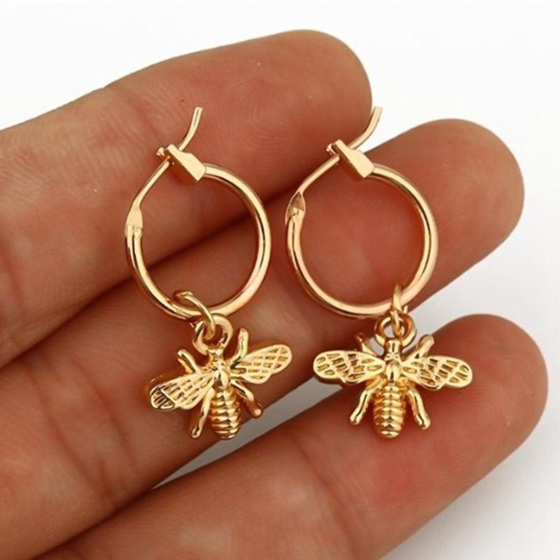 Metallic Bee Drop Earrings Cute Dangle Earrings Women Jewelry Gift for Her