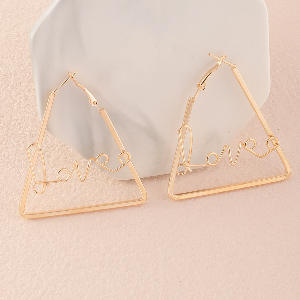 Love Letter Geometric Drop Earring Women Jewelry Mom Gift Everyday Wear Earrings