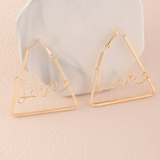 Love Letter Geometric Drop Earring Women Jewelry Mom Gift Everyday Wear Earrings