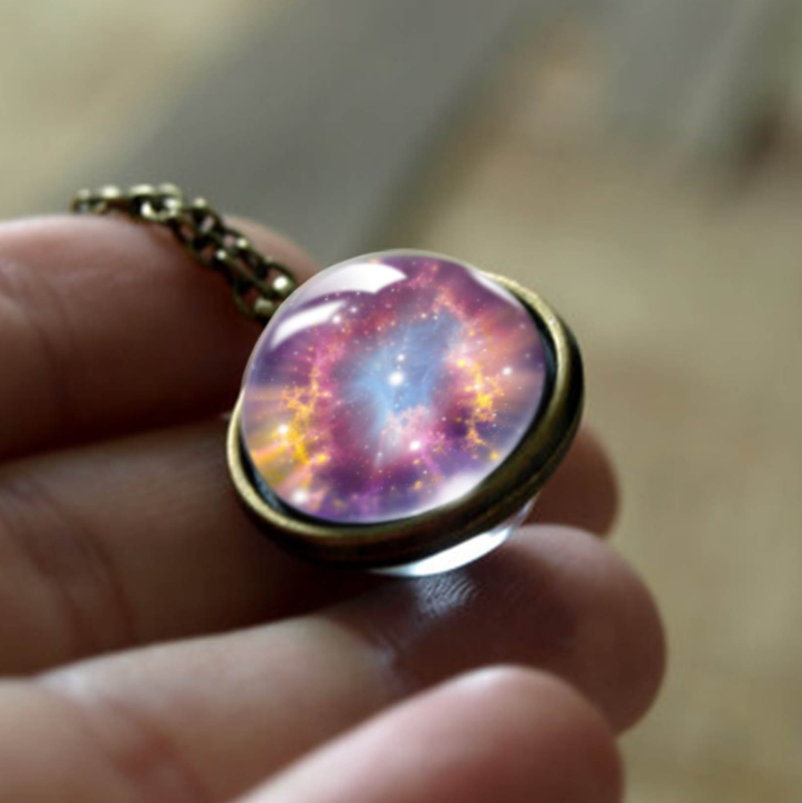 Nebula Galaxy Double Sided Pendant Necklace