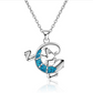 Fashion silver filled blue opal sea turtle pendant necklace for women female Animal wedding ocean beach jewelry gift