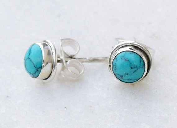 Retro Turquoise Stud Earrings Women Fashionable Luxurious Earrings Jewelry