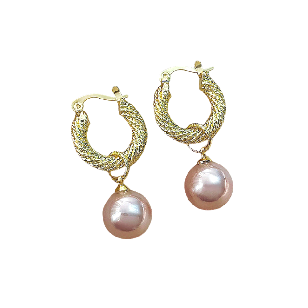 Champagne Faux Pearl Drop Earring Women Jewelry Mom Gift Everyday Wear Earrings