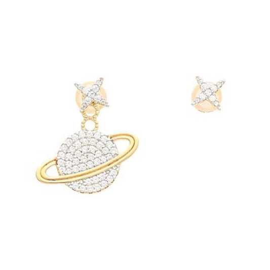 Rhinestone Decor Four Pointed Star Design Mismatched Earrings