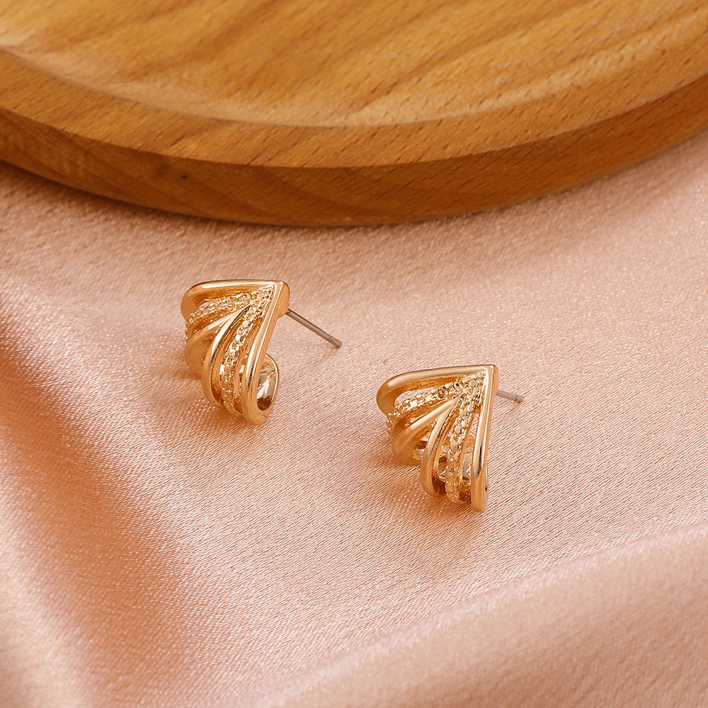 Fan Shaped Stud Earrings Women Jewelry Gift for Her Accessories