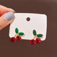 Cherries Stud Earrings Women Jewelry Mom Gift Everyday Wear Earrings